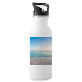 Feel free as the Ocean - Trinkflasche mit integriertem Trinkhalm - Weiß - Rechts