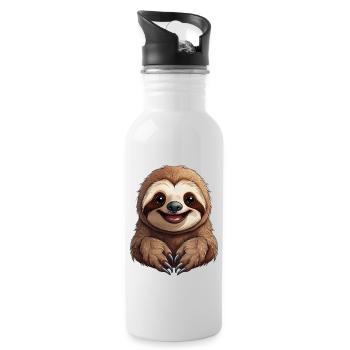 A happy sloth - Water bottle with straw - white - Right