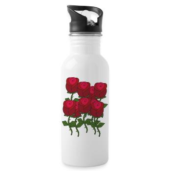 Roses - Gourde avec paille intégrée - blanc - Droite