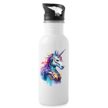 Futuristic Unicorn - Water bottle with straw - white - Right