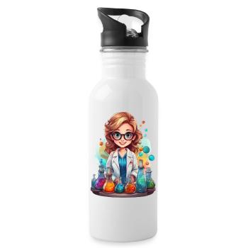 Chemikerin im Labor - Trinkflasche mit integriertem Trinkhalm - Weiß - Rechts