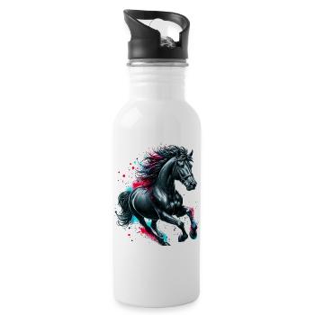 Pferd - Trinkflasche mit integriertem Trinkhalm - Weiß - Rechts