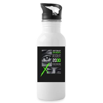 Design ohne Titel 1 - Trinkflasche mit integriertem Trinkhalm - Weiß - Rechts