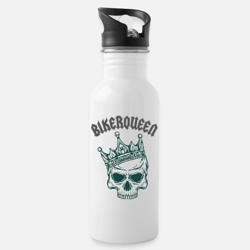BIKERQUEEN - Water bottle with straw - white