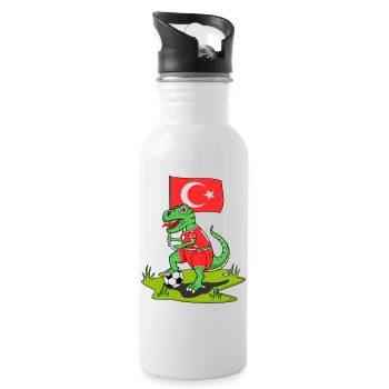 Drapeau de Turquie Dinosaure Rex Football - Gourde avec paille intégrée - blanc - Droite