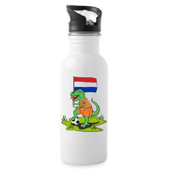 Hollande drapeau dinosaure rex football - Gourde avec paille intégrée - blanc - Droite