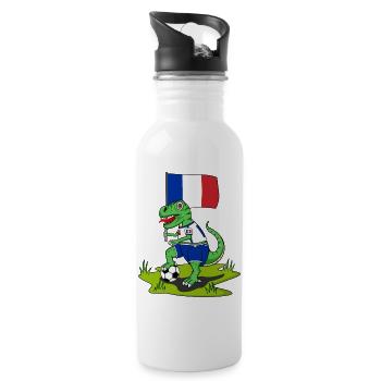 Frankreich Flagge Dinosaurier Rex Fußball  - Trinkflasche mit integriertem Trinkhalm - Weiß - Rechts