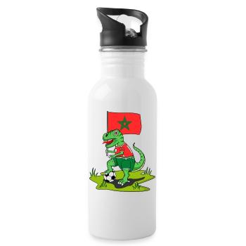 Drapeau du Maroc Dinosaure Rex Football - Gourde avec paille intégrée - blanc - Droite