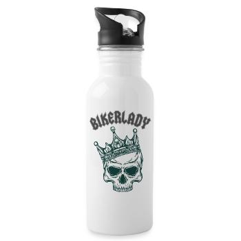Biker Lady - Water bottle with straw - white - Right