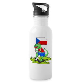Drapeau de la République tchèque dinosaure Rex football - Gourde avec paille intégrée - blanc - Droite