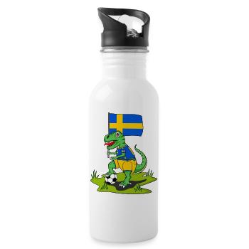 Drapeau de la Suède Dinosaure Rex Football - Gourde avec paille intégrée - blanc - Droite