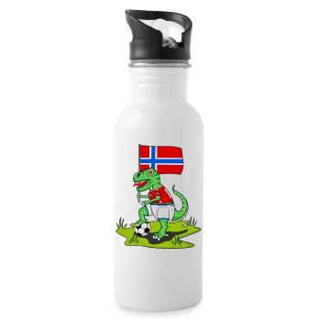 Drapeau de la Norvège Dinosaure Rex Football - Gourde avec paille intégrée - blanc - Droite