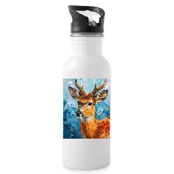 Image de cerf - Gourde avec paille intégrée - blanc - Droite
