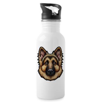 Deutscher Schäferhund – Intelligent und loyal - Trinkflasche mit integriertem Trinkhalm - Weiß - Rechts