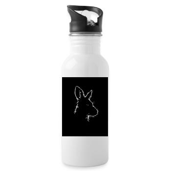 Känguru-Silhouette - Trinkflasche mit integriertem Trinkhalm - Weiß - Rechts