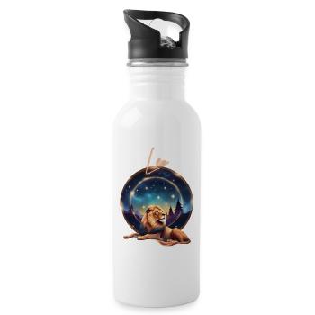 Leo Löwe Sterne Geschenk - Trinkflasche mit integriertem Trinkhalm - Weiß - Rechts
