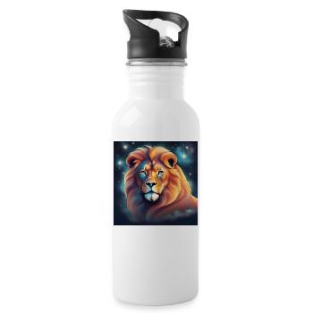 Löwe Sterne Geschenk Geburtstag - Trinkflasche mit integriertem Trinkhalm - Weiß - Rechts
