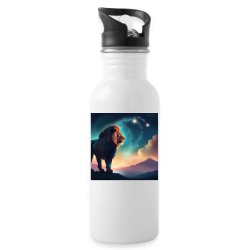 Leo Zodiac Horoscope Gift Idea - Water bottle with straw - white - Right
