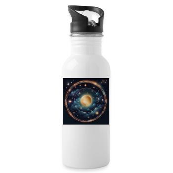 Leo Zodiac Horoscope Gift - Water bottle with straw - white - Right
