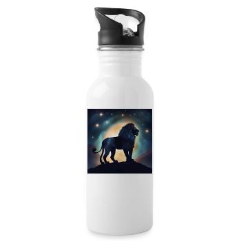 Leo Zodiac Horoscope Gift - Water bottle with straw - white - Right
