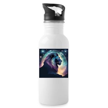 Cadeau du zodiaque Lion Lion - Gourde avec paille intégrée - blanc - Droite