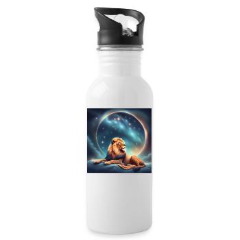 Leo Birthday Zodiac Gift - Water bottle with straw - white - Right