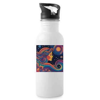 Virgo Zodiac Star Gift - Water bottle with straw - white - Right