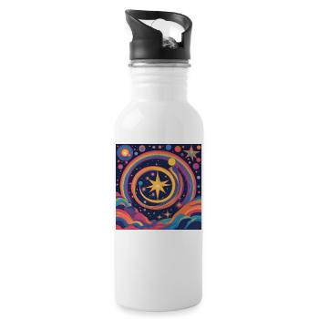 Spiritualität Stern Regenbogen Geschenk - Trinkflasche mit integriertem Trinkhalm - Weiß - Rechts