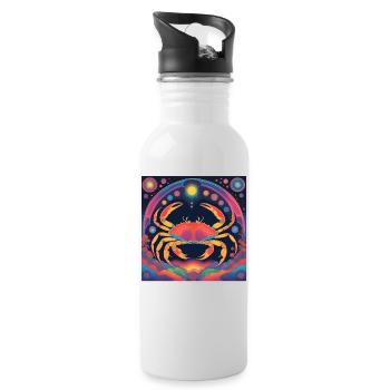 Krebs Sterne Astrologie Geschenk - Trinkflasche mit integriertem Trinkhalm - Weiß - Rechts