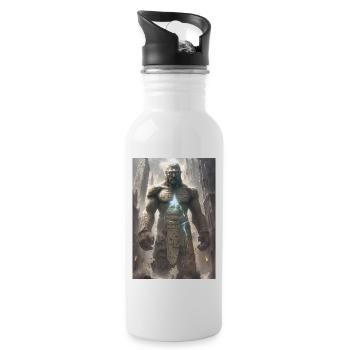Golem Jewish Judaism Gift - Water bottle with straw - white - Right
