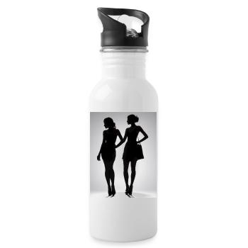 Silhouettes de deux personnes en robes - Gourde avec paille intégrée - blanc - Droite