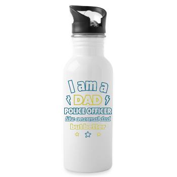 I'm a dad policeman,gift father's day - Water bottle with straw - white - Right
