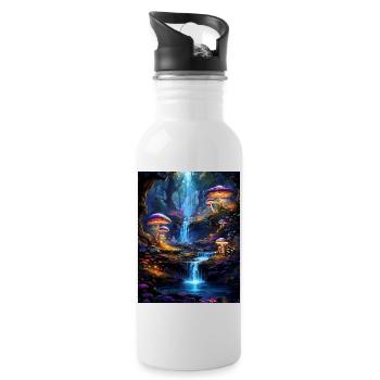 Magical Forest with Waterfall - Water bottle with straw - white - Right