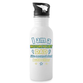 Dad MOTORCYCLIST, Father's Day Gift, Motorcycle - Water bottle with straw - white - Right