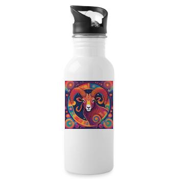 Aries Zodiac Astrology Gift - Water bottle with straw - white - Right