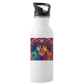 Cadeau Né du zodiaque Gémeaux - Gourde avec paille intégrée - blanc - Droite