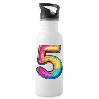 5 Number Colorful - Water bottle with straw - white - Right