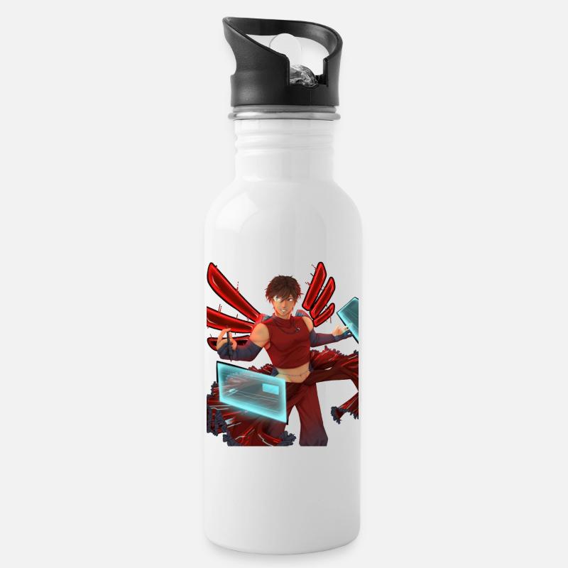Cyberpunk - Trinkflasche mit integriertem Trinkhalm - Weiß