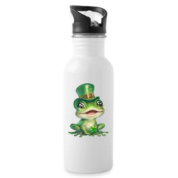 St. Patrick's Day Frosch Geschenk - Trinkflasche mit integriertem Trinkhalm - Weiß - Rechts