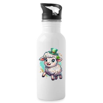 St. Patrick's Day Schaf Geschenk - Trinkflasche mit integriertem Trinkhalm - Weiß - Rechts