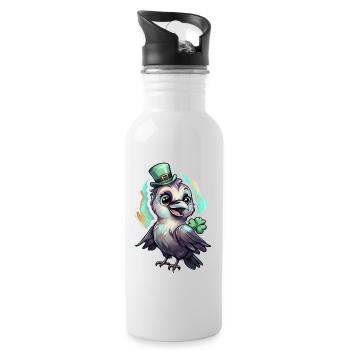 St. Patrick's Day Rabe Geschenk - Trinkflasche mit integriertem Trinkhalm - Weiß - Rechts