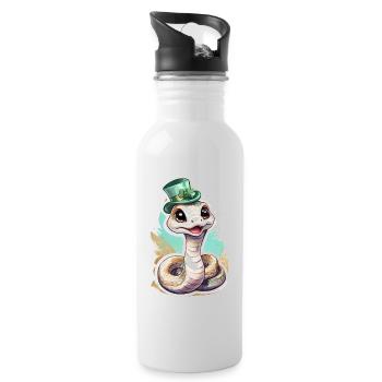 St. Patrick's Day Schlange Geschenk - Trinkflasche mit integriertem Trinkhalm - Weiß - Rechts