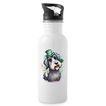 St. Patrick's Day Hund Geschenk - Trinkflasche mit integriertem Trinkhalm - Weiß - Rechts