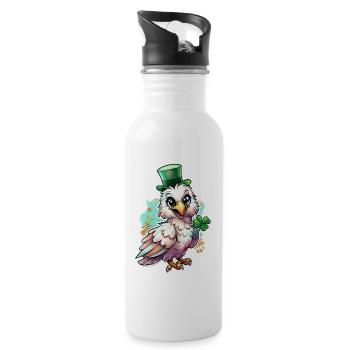 St. Patrick's Day Vogel Geschenk - Trinkflasche mit integriertem Trinkhalm - Weiß - Rechts