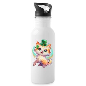 Cadeau de chat pour la Saint-Patrick - Gourde avec paille intégrée - blanc - Droite