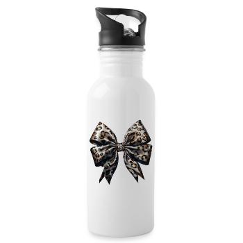 Schleife Zierde Glamour Geschenk - Trinkflasche mit integriertem Trinkhalm - Weiß - Rechts