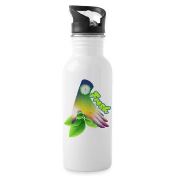 Design der frischen Gradient-Blattuhr - Trinkflasche mit integriertem Trinkhalm - Weiß - Rechts