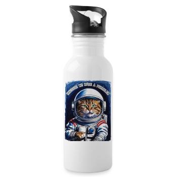 Astronaut Katze Kosmos Geschenk - Trinkflasche mit integriertem Trinkhalm - Weiß - Rechts