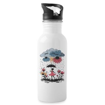 Dance in the Storm – Inspirational Rainy Day Art - Water bottle with straw - white - Right