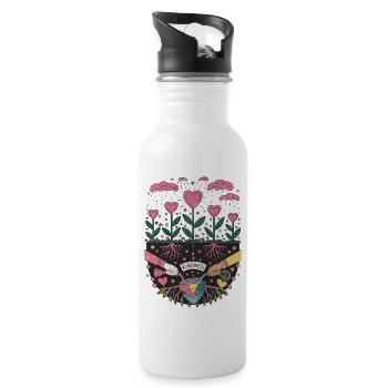 Growing Kindness - Heartfelt Compassion Garden Art - Water bottle with straw - white - Right